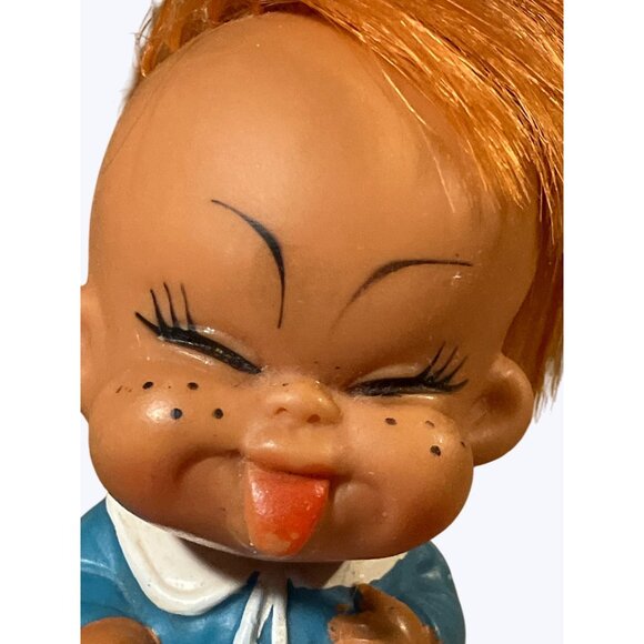 Moody Cutie Small Vintage Doll Sticking Tongue Out Blue Dress - Picture 3 of 11